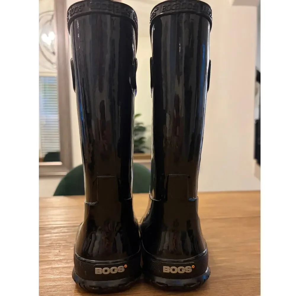 BOGS Kids Classic Tall Black Waterproof Rain Boots Youth Size 2